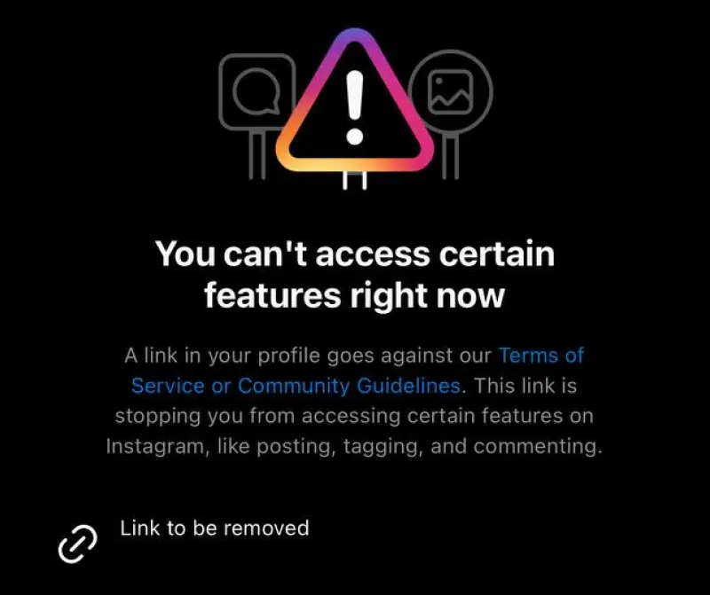 Lien Instagram bloqué
