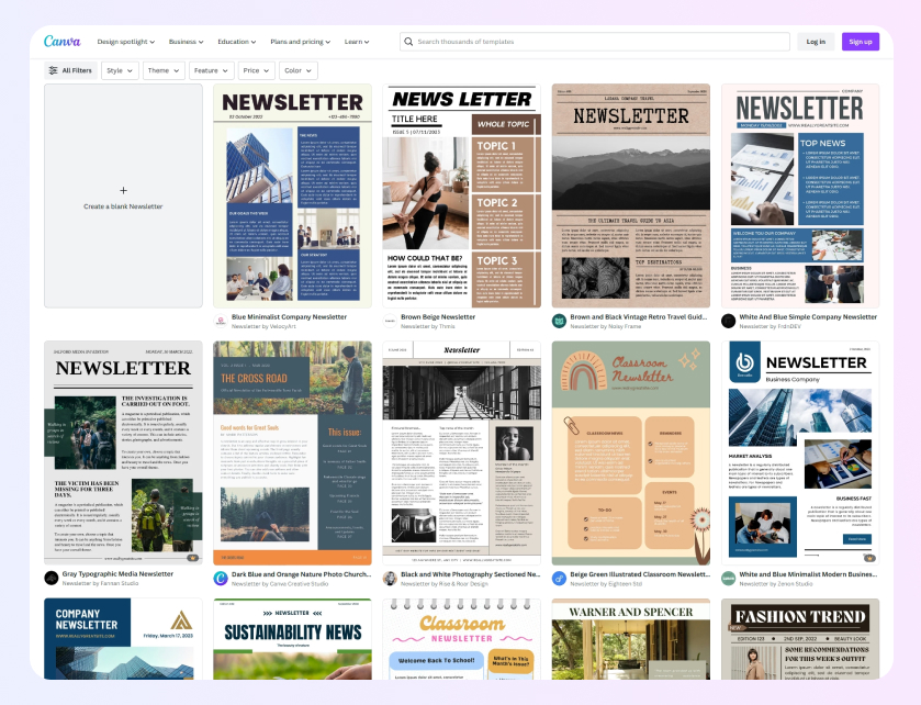 Canva newsletter template library
