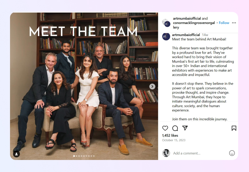 Poste no Instagram apresentando sua equipe