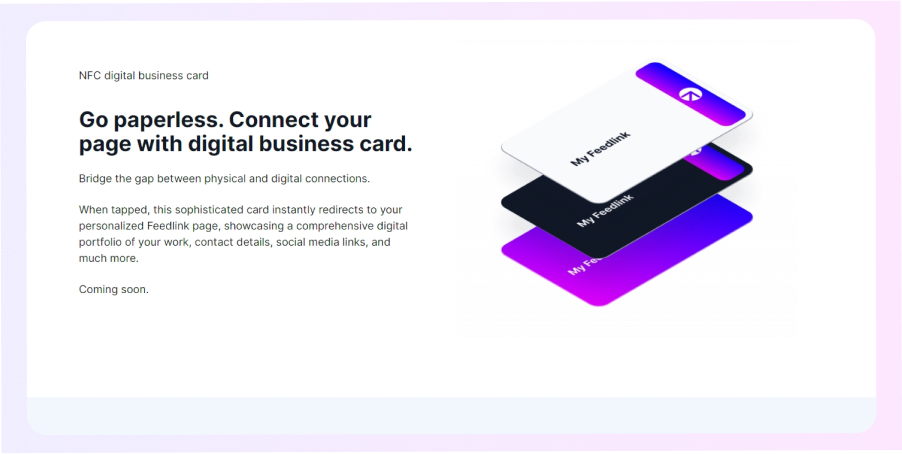 Página inicial do cartão de visita digital Feedlink