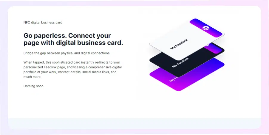 Página de inicio de la tarjeta de presentación digital Feedlink