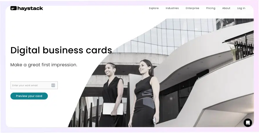 Haystack digital business card landing page