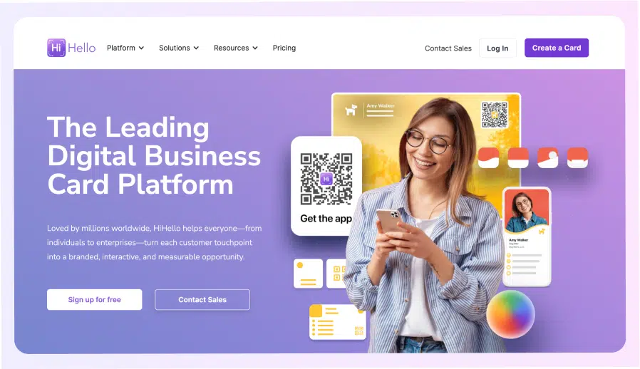 HiHello digital business card landing page