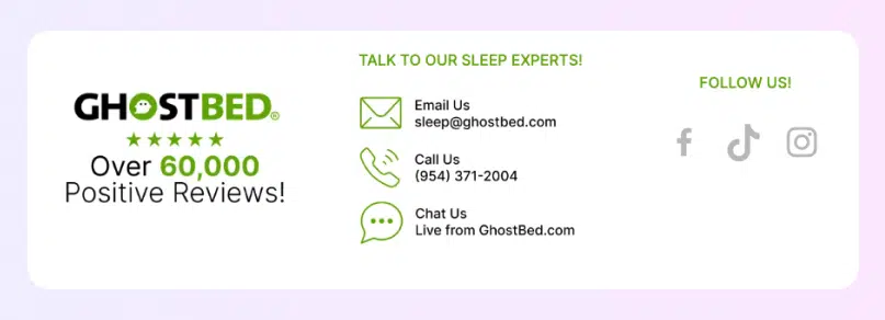 GhostBed's newsletter showcasing success stories and real data 