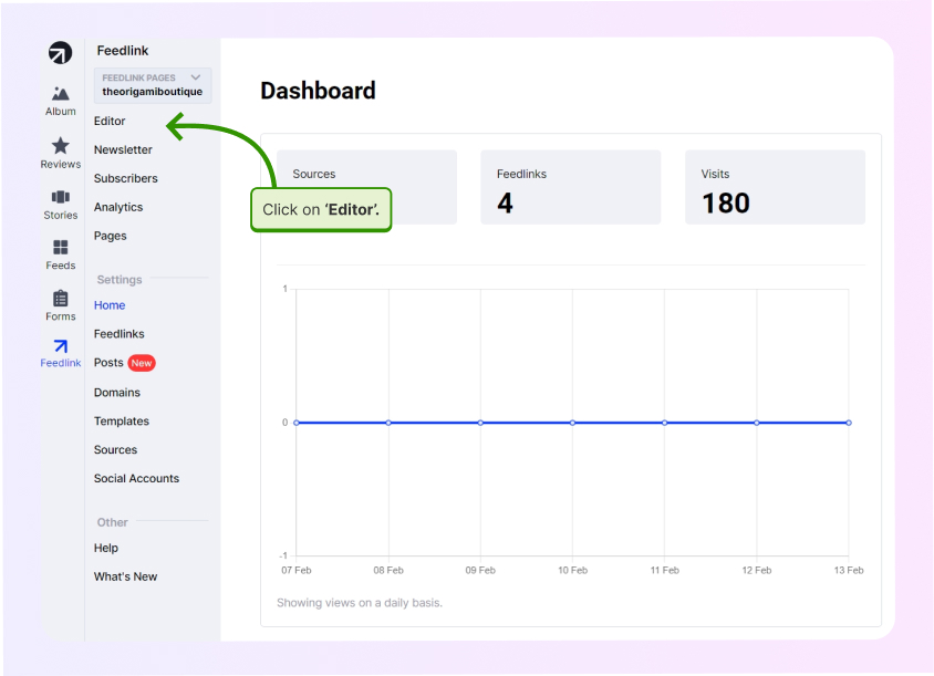 Painel principal do Feedlink