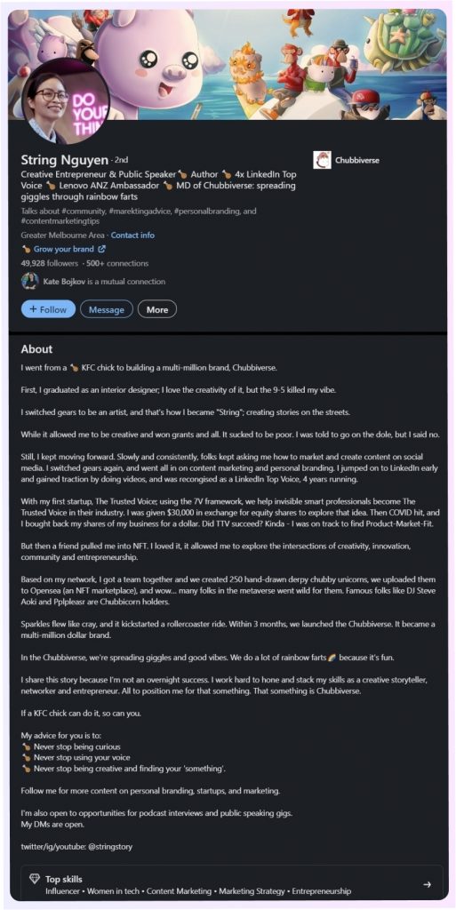 String Nguyen LinkedIn summary example