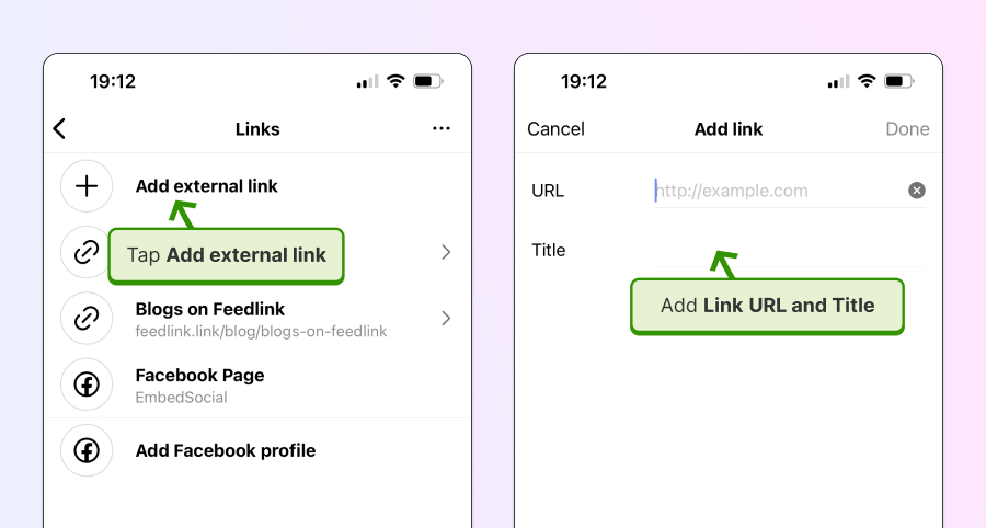 Steps to add external links in Instagram