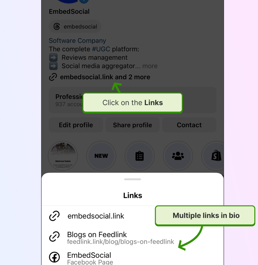 Steps to see multiple links in Instagram bio
