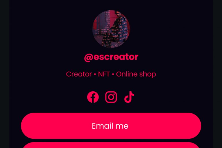 Link in bio template for a creator and influencer